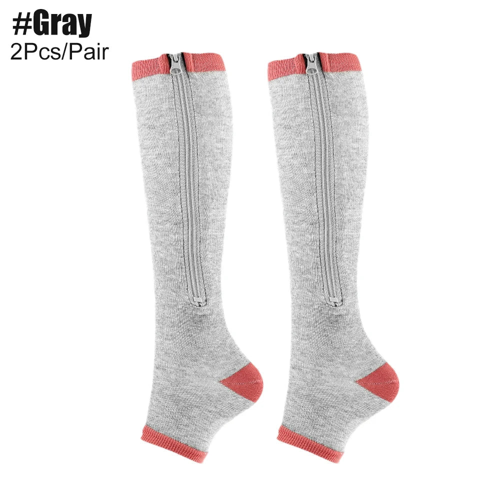 Zipper Compression Socks for Men & Women - Enhance Blood Circulation, Alleviate Pain & Swelling!