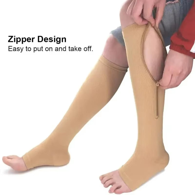 Zipper Compression Socks for Enhanced Blood Circulation and Pain Relief - Unisex, 1 Pair