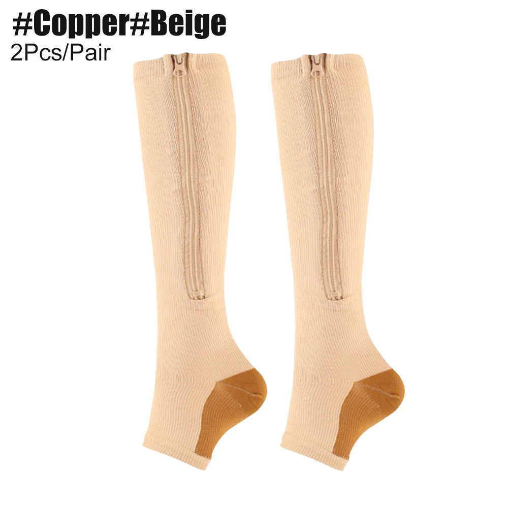 Zipper Compression Socks for Men & Women - Enhance Blood Circulation, Alleviate Pain & Swelling!