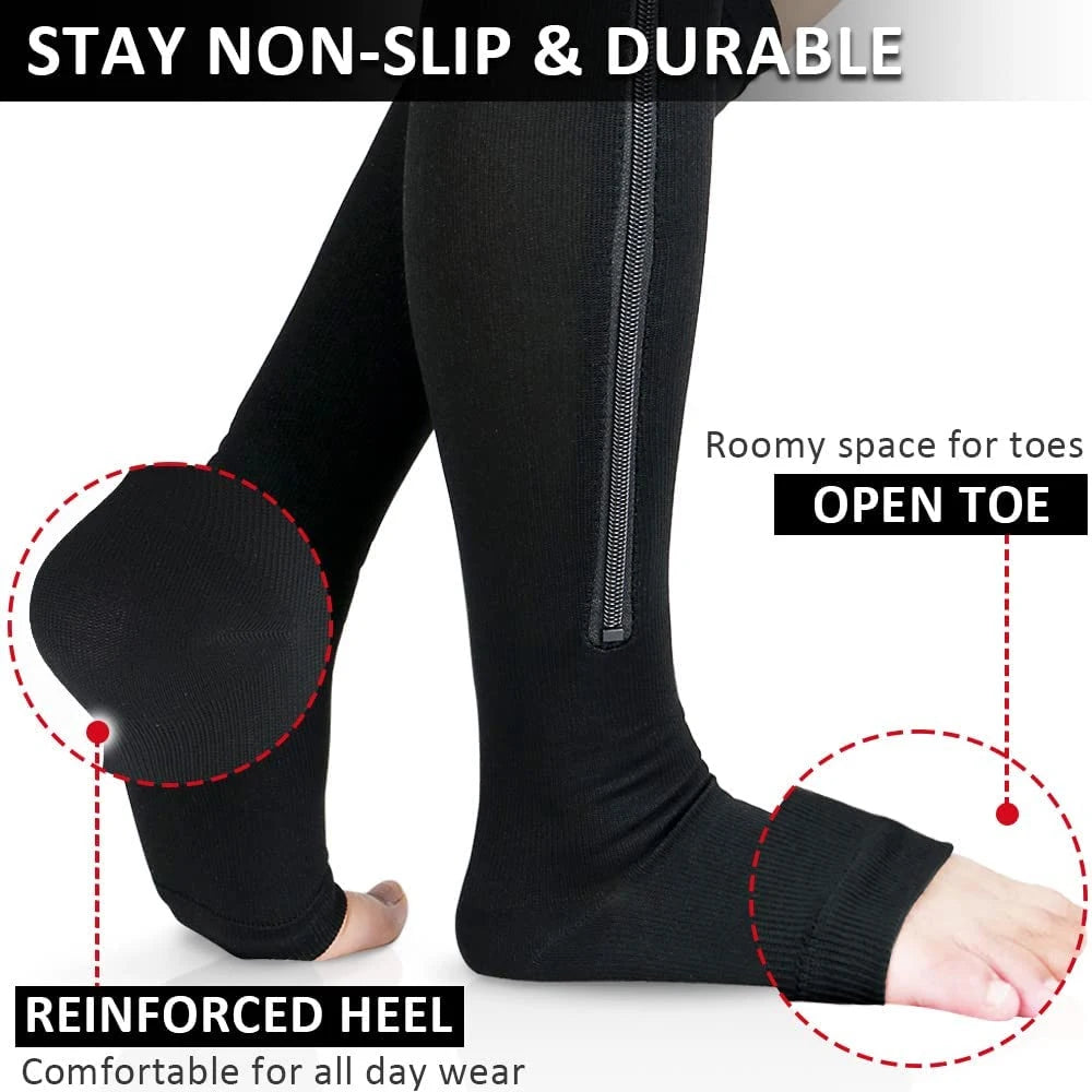 Zipper Compression Socks for Men & Women - Enhance Blood Circulation, Alleviate Pain & Swelling!