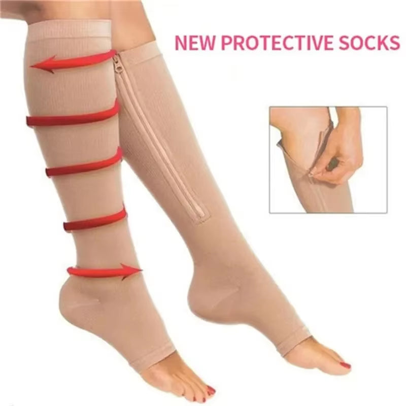 Zipper Compression Socks for Enhanced Blood Circulation and Pain Relief - Unisex, 1 Pair