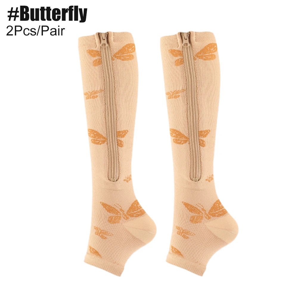 Zipper Compression Socks for Men & Women - Enhance Blood Circulation, Alleviate Pain & Swelling!