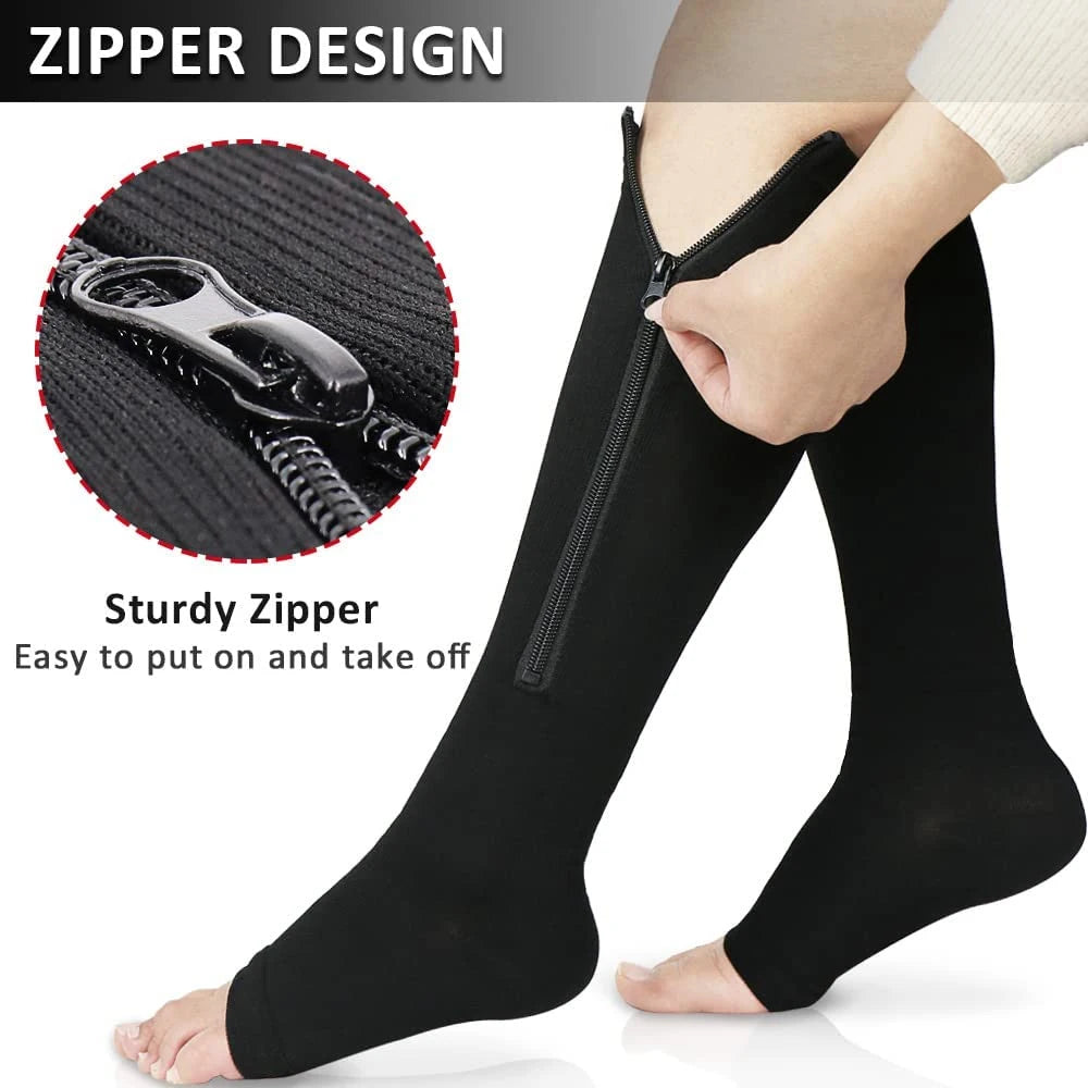 Zipper Compression Socks for Men & Women - Enhance Blood Circulation, Alleviate Pain & Swelling!