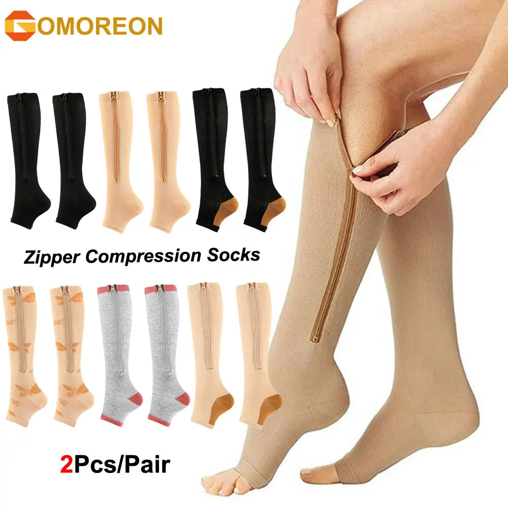 Zipper Compression Socks for Men & Women - Enhance Blood Circulation, Alleviate Pain & Swelling!